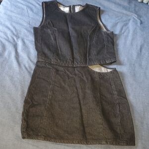 Zara Black Washed Denim Mini Dress